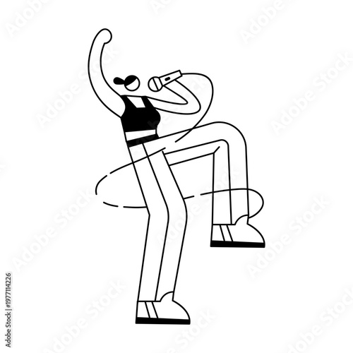 A sketchy style illustration depicting a singing character