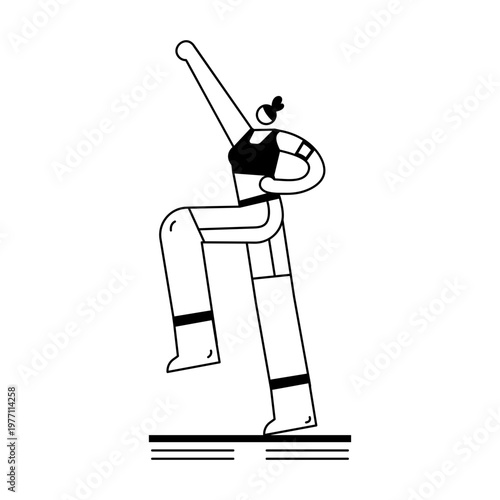 A sketchy style illustration showing aerobic step exercise