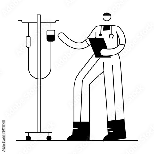 A sketchy style illustration depicting a doctor