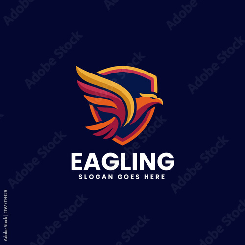 A modern eagle logo with a shield represents strength and protection, ideal for businesses seeking to convey security and reliability through minimalist and sharp design.