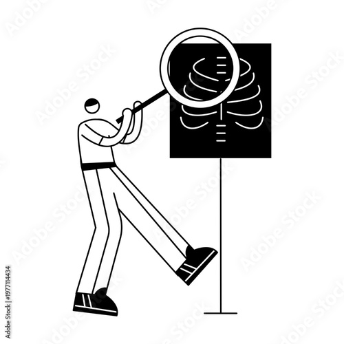 A doodle style illustration depicting xray report