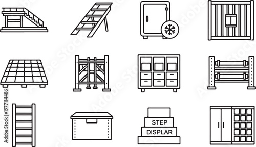 Industrial pipe connections and valves vector set plumbing components for water gas or oil systems black silhouettes.