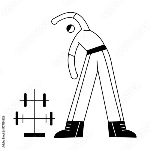 A hand drawn style illustration depicting a character doing exercise