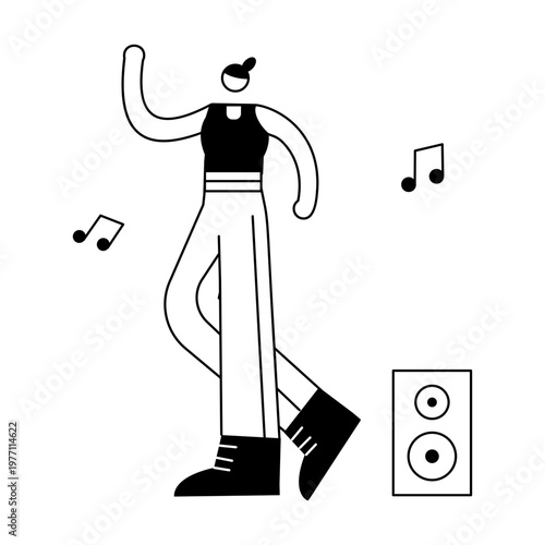 A sketchy style illustration depicting a fitness dancer