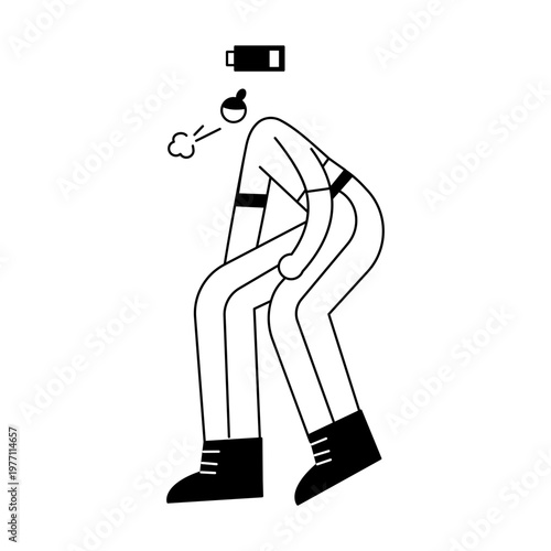 A hand drawn style illustration showing a tired character