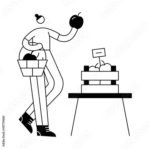 A sketchy style illustration depicting healthy food