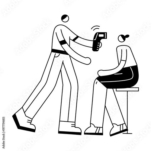 A doodle style illustration showing a character checking temperature