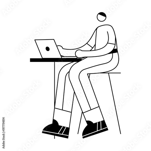 A sketchy illustration showing a character in meeting