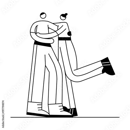 A doodle illustration depicting a character giving heartfelt hug