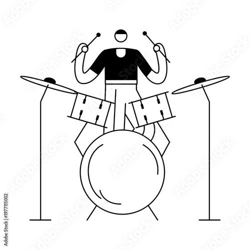 A hand drawn illustration showing a character playing drum
