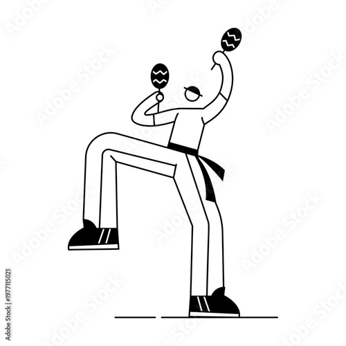 A sketchy illustration showing a character shaking maracas