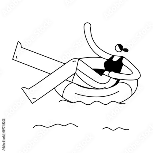 A hand drawn illustration showing a character in a swimming pool