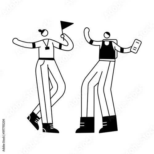 A doodle illustration depicting a tour guide