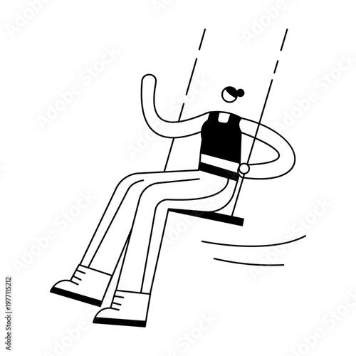 A doodle illustration depicting a character on park swing