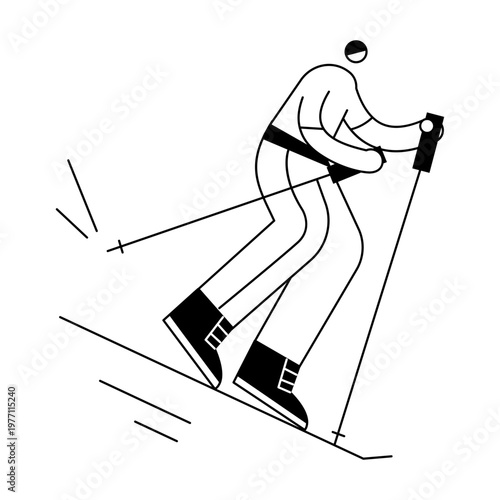 A sketchy illustration showing snow skiing
