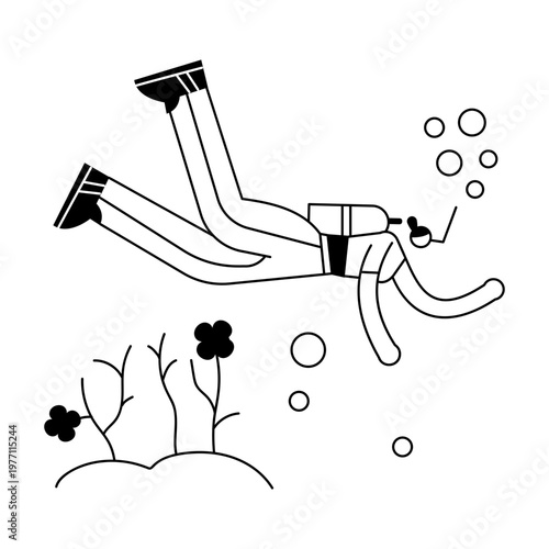A doodle illustration depicting snorkeling adventure