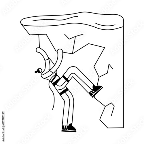 A sketchy illustration showing rock climbing adventure