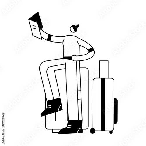 A sketchy illustration showing a traveller