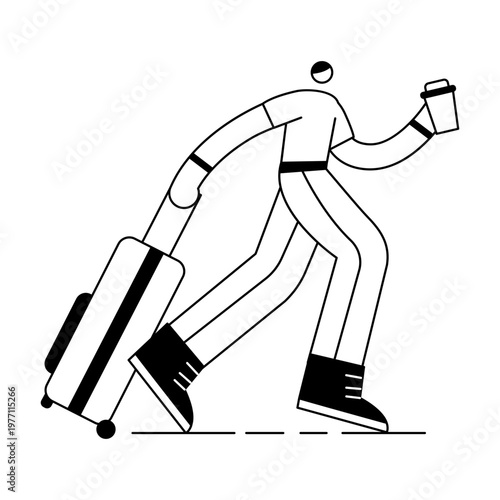 A hand drawn illustration showing a late character