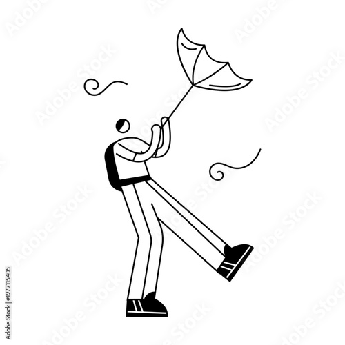 A sketchy illustration showing a windy day