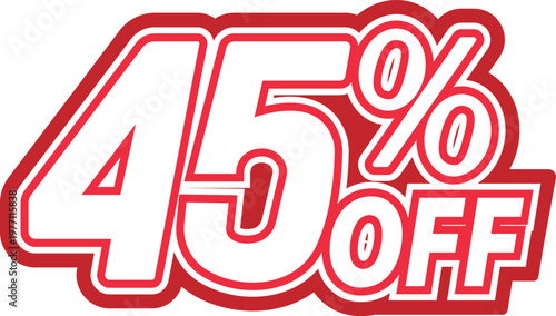45 percent off discount offer lettering design.