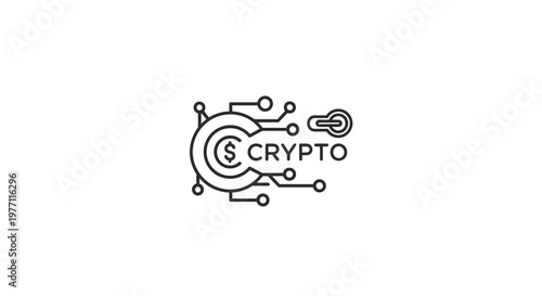 Crypto currency logo design with digital circuit concept on white background