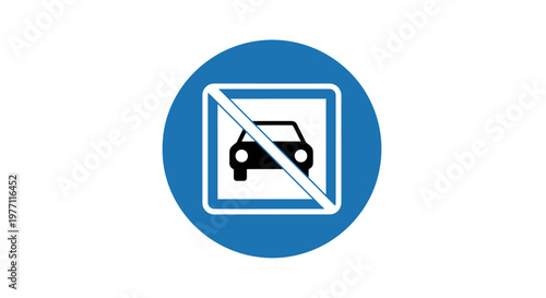 A blue circular traffic sign indicating no vehicles are allowed to enter.