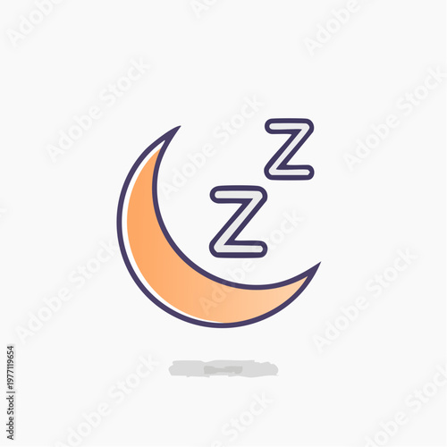 Sleep symbol icon vector, crescent moon and Z letters, night rest concept