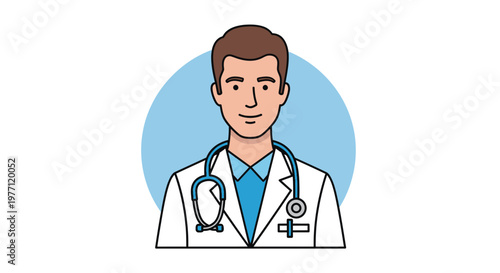 Medical professional, doctor icon, male healthcare worker, stethoscope vector