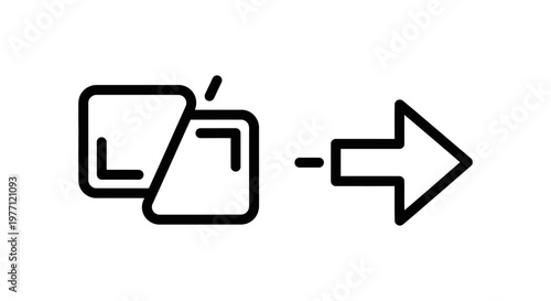 Scene and arrow icons with transition movement direction minimalist background isolated presentation interface technology navigation communication information sequence progress guidance