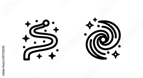 Galactic route and galaxy path icons with universe navigation astronomy exploration background illustration abstract creative celestial connection infinite