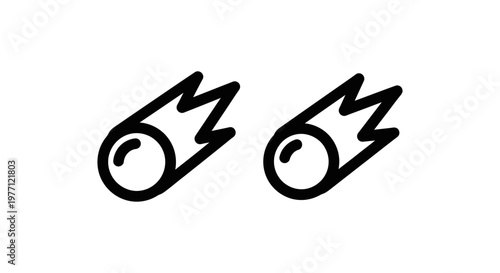 Two comet outline icons representing space astronomy celestial bodies with astronomy celestial asteroid universe illustration simplicity abstract exploration discovery planetary trajectory