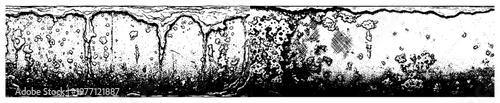 Photos Organic texture border with cellular and mossy patterns in vintage engraving sty