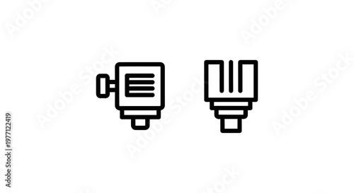 Camera and lens equipment line icons with equipment photography technique aperture multimedia professional isolated illustration hardware shooting