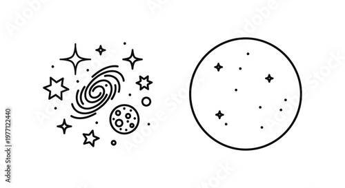 Interstellar space and void scientific concept icons with astronomy universe celestial scientific astrophysics starfield isolated illustration exploration