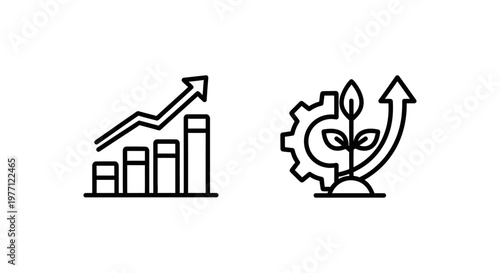 Scalability planning and growth management business line icons representing financial growth and strategic development with scalability planning management business strategy development progress