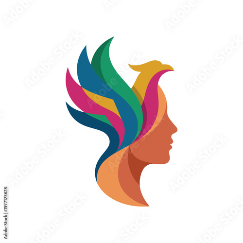 A beautifully crafted logo merging a phoenix and a human silhouette, symbolizing transformation, rebirth, and inner strength. Perfect for brands focused on empowerment.