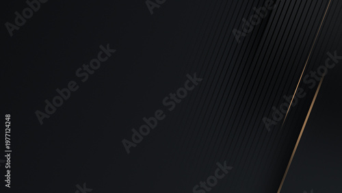 Abstract dark horizontal background with soft diagonal lines and subtle golden accents. Smooth gradient and minimal luxury style. Modern backdrop for business, finance, branding and corporate design.
