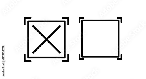 Image editing software icons featuring crop tool with crosshair and empty crop frame for photo manipulation and layout design software selection dimension minimalist illustration interface