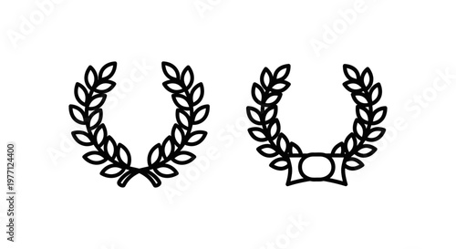Laurel wreath award symbols and decorative achievement icons with achievement minimalist celebration champion recognition decoration ornament botanical excellence prestige competition