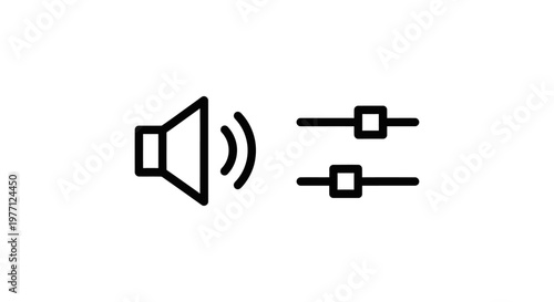 Volume control and sound level adjustment icons with settings graphics interface isolated illustration technology multimedia amplification listening adjuster navigation controls software