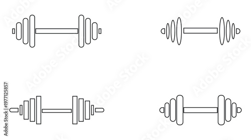 Dumbbell gym equipment line icon vector, barbell dumbbell gym and fitness concept symbol outline icon illustration