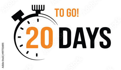 Time is running out twenty days remaining illustrated with a clock