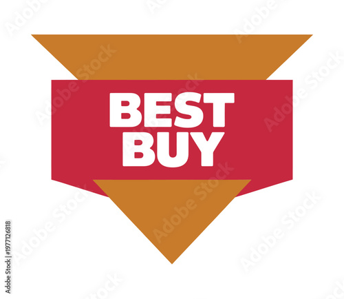 A vibrant red and orange badge displaying the text best buy