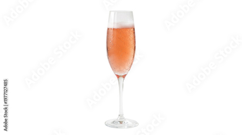 A romantic celebration toast featuring two crystal  glasses filled with bubbly golden liquid and fizzing bubbles isolated on a white background for a New Year anniversary party