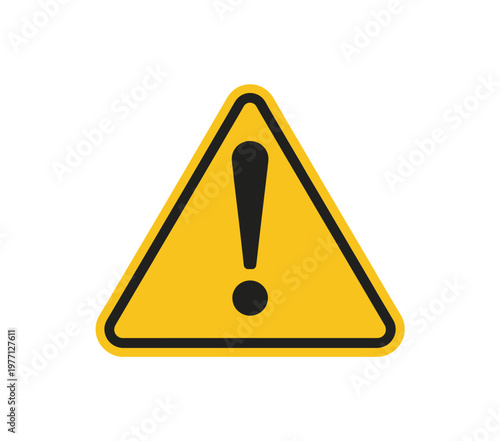 Yellow triangular warning sign featuring a black exclamation point