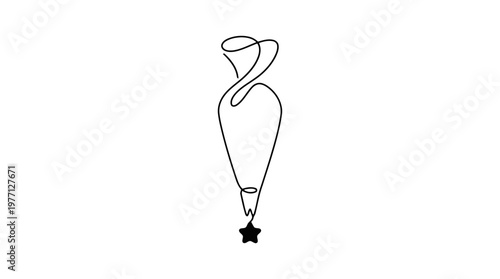 Single Line Piping Bag with Star Frosting Dollop Minimal Vector Illustration