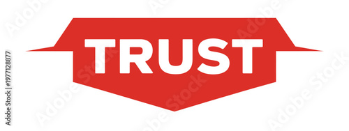 A bright red banner displays the word trust in bold white lettering