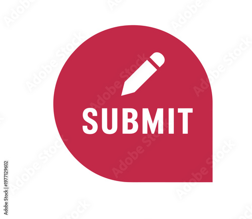 A red submit button with a white pencil icon displayed prominently