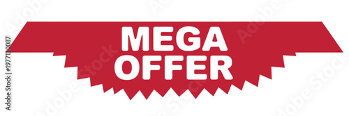 A vibrant red banner displays the text mega offer in bold white letters